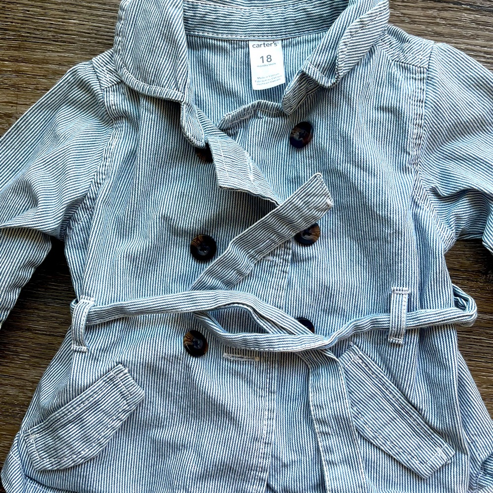 Carter’s Pinstripe Blue Trench Jacket
